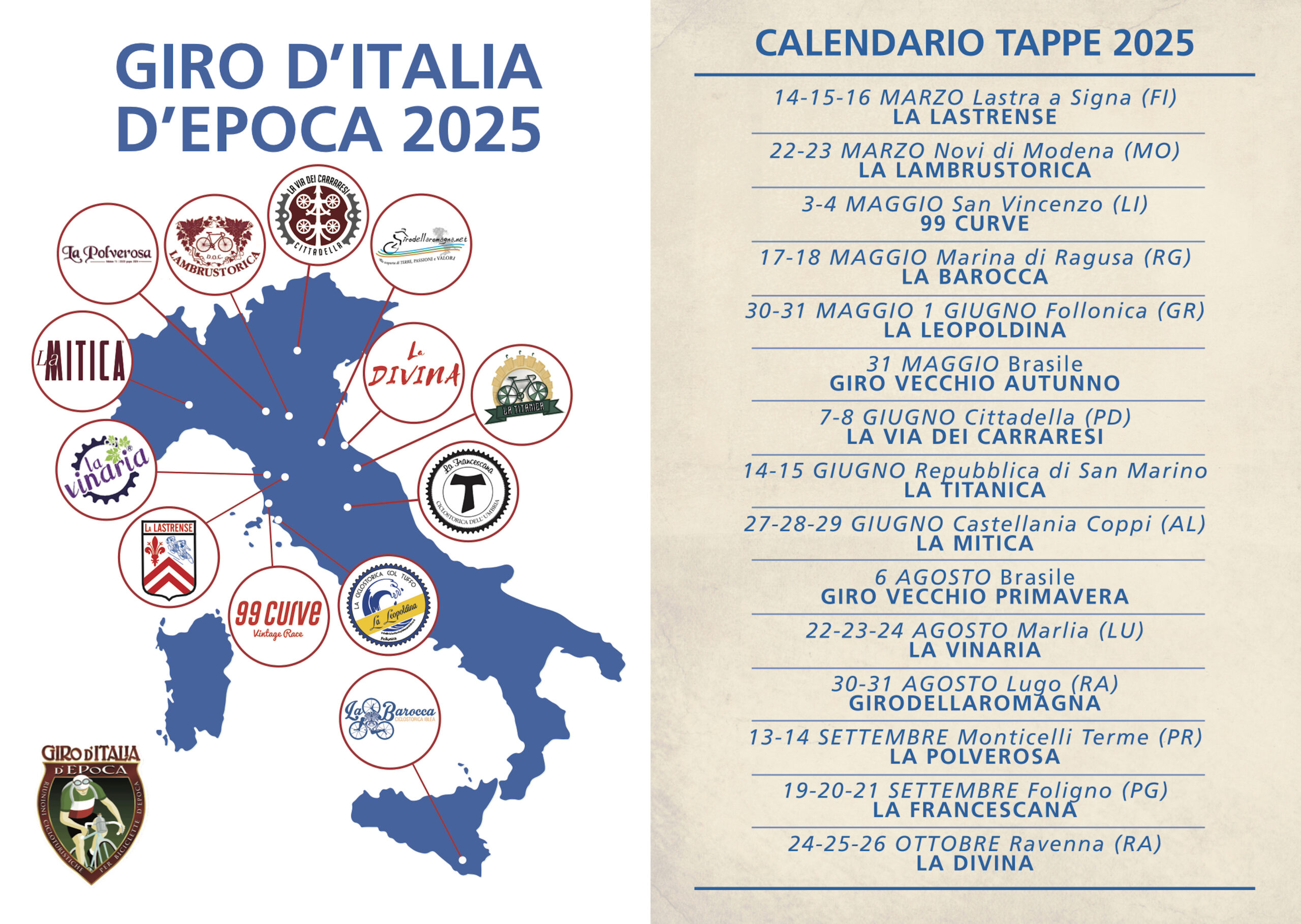 Calendario Giro d?italia d'Epoca 2025